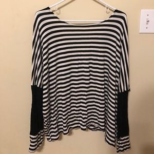 open back black and white stripped shirt